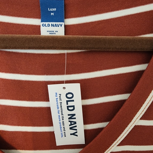 NWT Old Navy Tank, brown and white striped, size Medium - Picture 3 of 5
